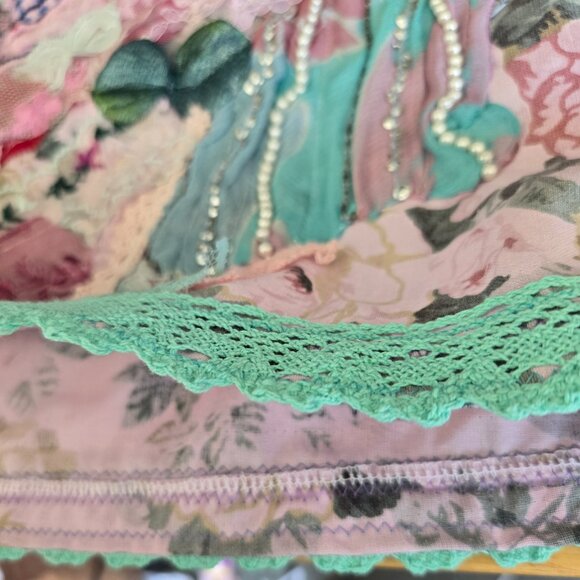 Lavender Embroidered Crazy Quilt Skirt | Roselani Jasmin | Size Small - Picture 6 of 16